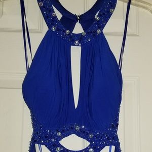 Bead detail cutout waist gown